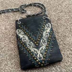 Leather P&G Western Crossbody Bag embellished